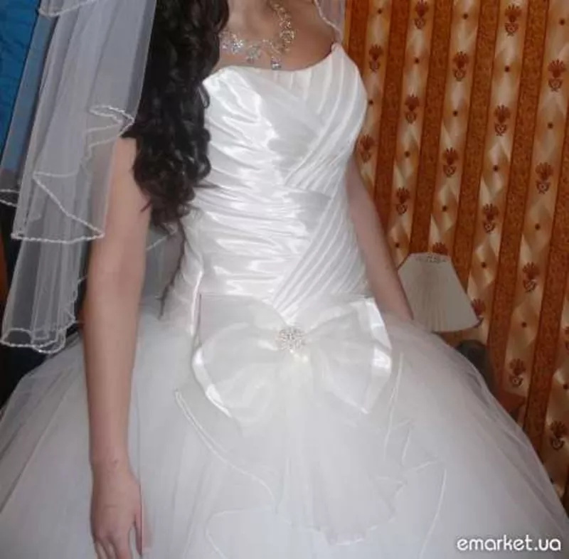 Кремовое свадебное платье размер-46 2