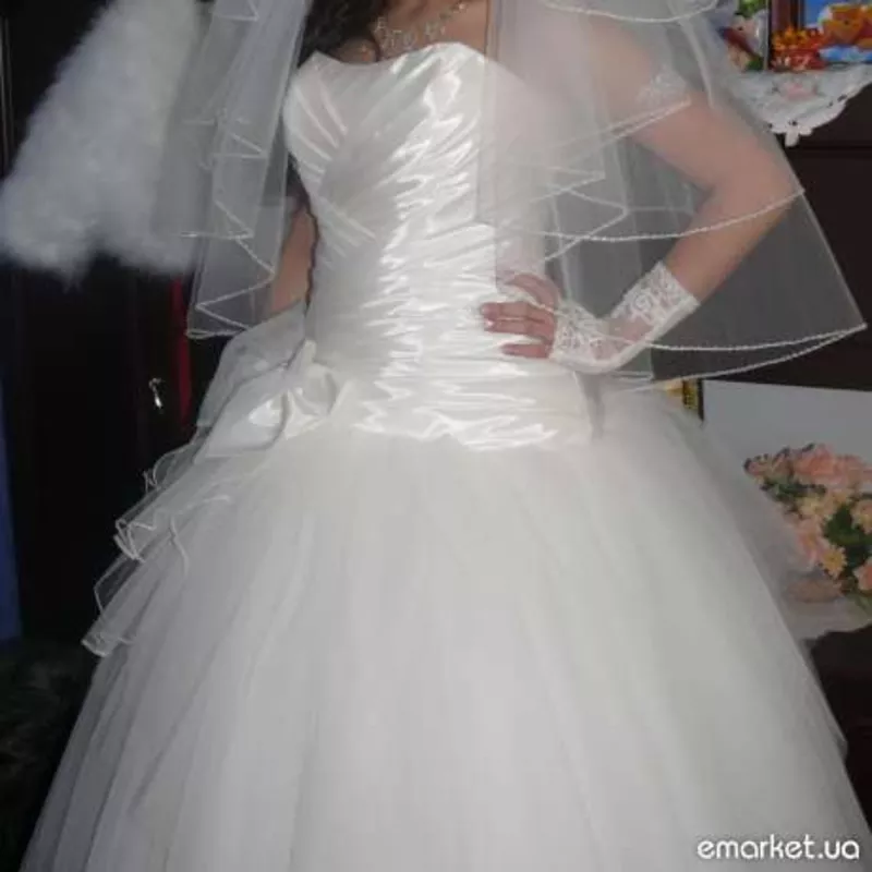 Кремовое свадебное платье размер-46 3