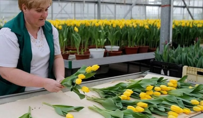 Жінки в теплиці з квітами робота в Польщі